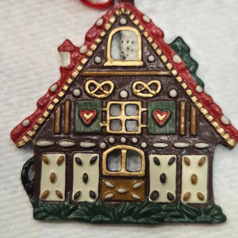 Vintage German Gingerbread House Painted Pewter Kuhn Kollektion Hansel/Gretel